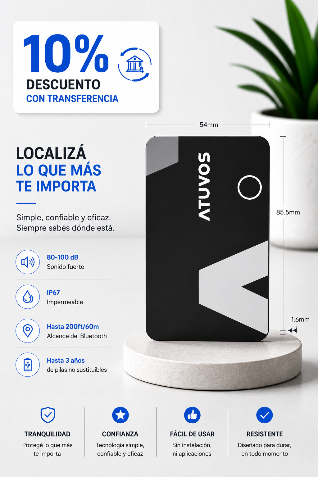 Tarjeta rastreadora billetera mochila